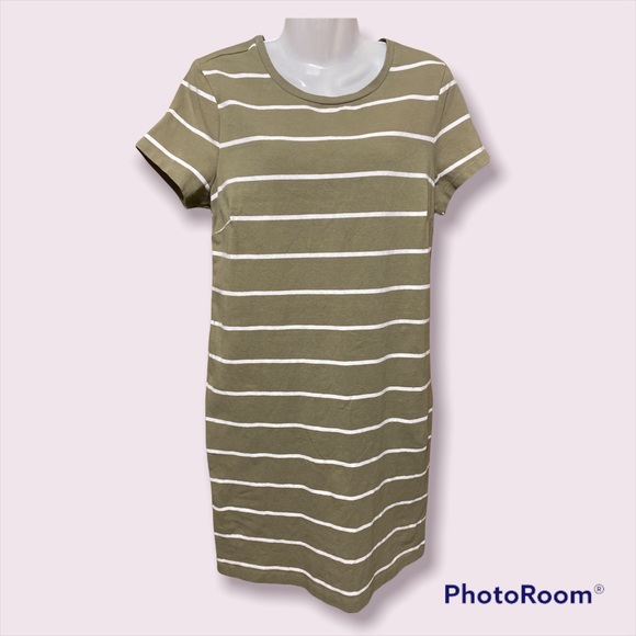 Old Navy Dresses & Skirts - Traded*  Tricia Olive Green with White Stripes Old Navy T -Shirt Dress
